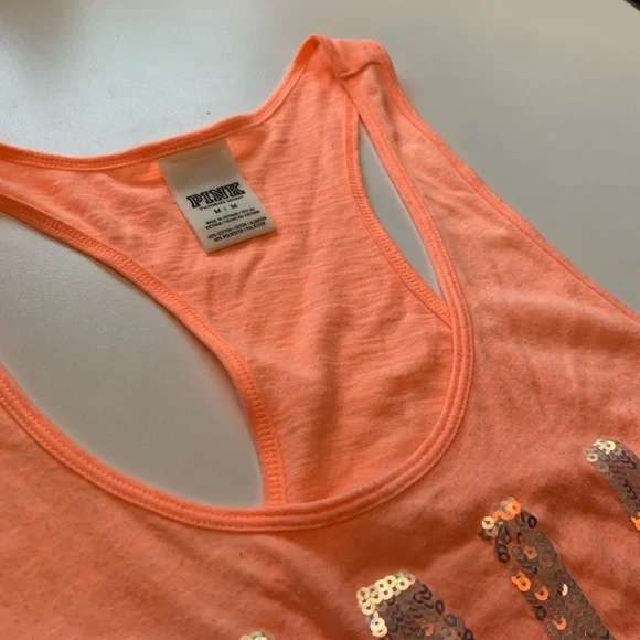 Victoria’s Secret PINK Fluorescent Orange Racer Back Tank Top - Picture 9 of 9